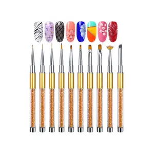 10pcs Acrylic Nail Art Brush Set Fan Line Painting Gel Nail Brush Nails Drawing Tools & Brushes With Box Kit Beauty Manicure