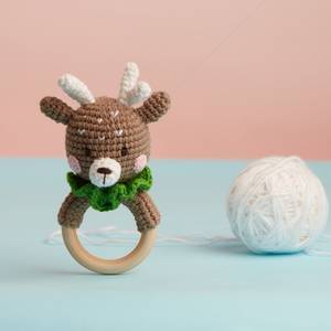 Hochet de bébé marron en Crochet, vintage, motif cerf, viim - Product Image 3
