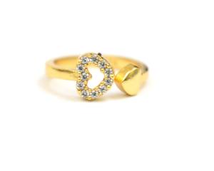 Elegant Design Cubic Zircon Gold Plated Jewelry Natural Gemstone <b>Heart</b> <b>Shaped</b> Tings for Gift Gold Birthstone Boho Ring - Product Image 1