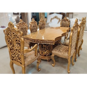 Designer หรูหราไม้สักชุดรับประทานอาหารไม้สักโต๊ะรับประทานอาหารไม้แกะสลักไม้โบราณหัตถกรรมไม้เฟอร์นิเจอร์ห้องรับประทานอาหาร - Product Image 1