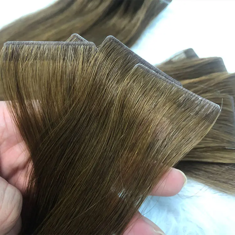 Fita de extensão de cabelo invisível, venda por atacado dupla de cabelo europeu invisível extensão de cabelo remy