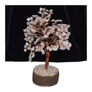 Semi-Precious Stone <b>Crafts</b> Gemstone Tree Rose Quartz With Copper <b>Wire</b> Tree Manufacture From India - Product Image 1