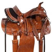 Ensemble de selle anglaise en cuir véritable Y&Z de qualité supérieure, avec siège souple en fibre, arceau en acier inoxydable durable, pour l'équitation western et le barrel racing