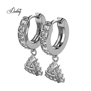 Pendientes Geométricos Triangulares con Cristales de Swarovski, Hipoalergénicos, <span class=keywords><strong>Plata</strong></span> de Ley 925 Daisini - Product Image 5