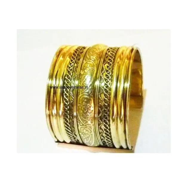Olhar vintage Brass Cuff Bracelet Bangle Banhado A Ouro Moda Jóias Handmade Pulseira Ajustável para Ela
