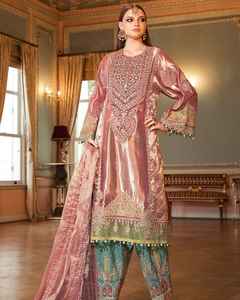 Robe de soirée d'été pour femmes avec un beau design pakistanais brodé, logo personnalisé, caractéristique écologique pour la mode de boutique - Product Image 2