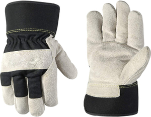 Guantes de trabajo de cuero negro resistente para hombre con puño de seguridad Construcción de invierno Forrado de algodón protector Tamaño XL - Product Image 1