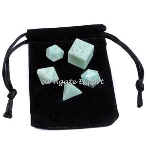 Amazonita-Juego de piedras geométricas, compra en línea, con bolsa de terciopelo - Product Image 1