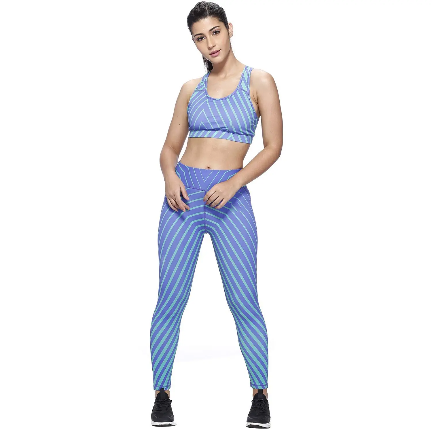 Benutzer definierte Logo Yoga Workout Sets Damen bekleidung Großhandel Neue Sporta nzug Nahtlose BH Yoga Anzug Fitness