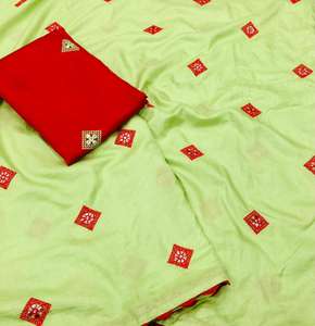 La más hermosa apariencia atractiva Malai seda Digital impreso Saree con pieza de blusa mujeres indias usan precio bajo barato al por mayor Alphanumero - Product Image 6