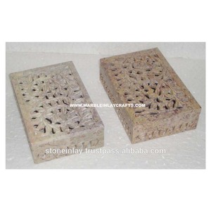 กล่องแกะสลักเครื่องประดับหินสบู่สี่เหลี่ยม - Product Image 1
