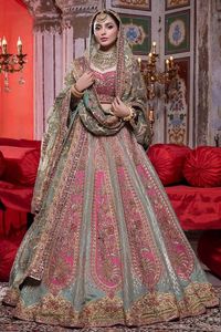 DESIGNER <b>TOP</b> LEHENGA INDIAN /PAKISTANI DRESS Embellished DABKA, ZARI Work for Wedding @ 2022 - Product Image 2