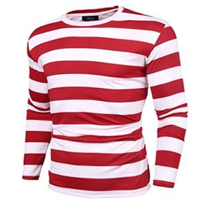 Camiseta transpirable de manga larga de punto teñida de hilo personalizada, Diseño a rayas suave y cómodo, técnica de lavado estilo Hip Hop de talla grande - Product Image 5