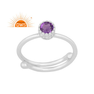 Bague en pierre d'améthyste naturelle, anneau en argent Sterling fin, empilable, fabricant de bijoux - Product Image 1