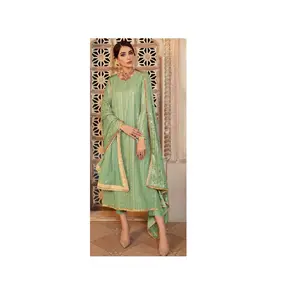 Pakistani Style Straight Long Kurti Dress Pant Plazo With Dupatta For Women