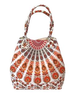Peacock Mandala Orange Color <b>Throw</b> Shoulder Women Purse Handbag Cotton <b>Throw</b> Shoulder Ethnic By <b>Indian</b> Consigners - Product Image 4