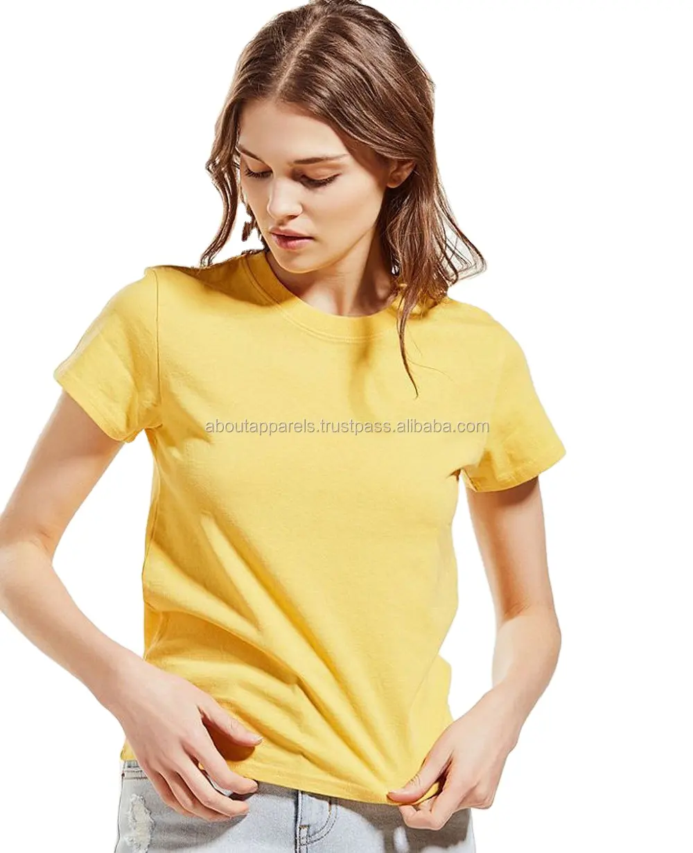 Camiseta de cáñamo barata de alta calidad, ropa blanca lisa con buen servicio, nueva apariencia, amarilla ligera