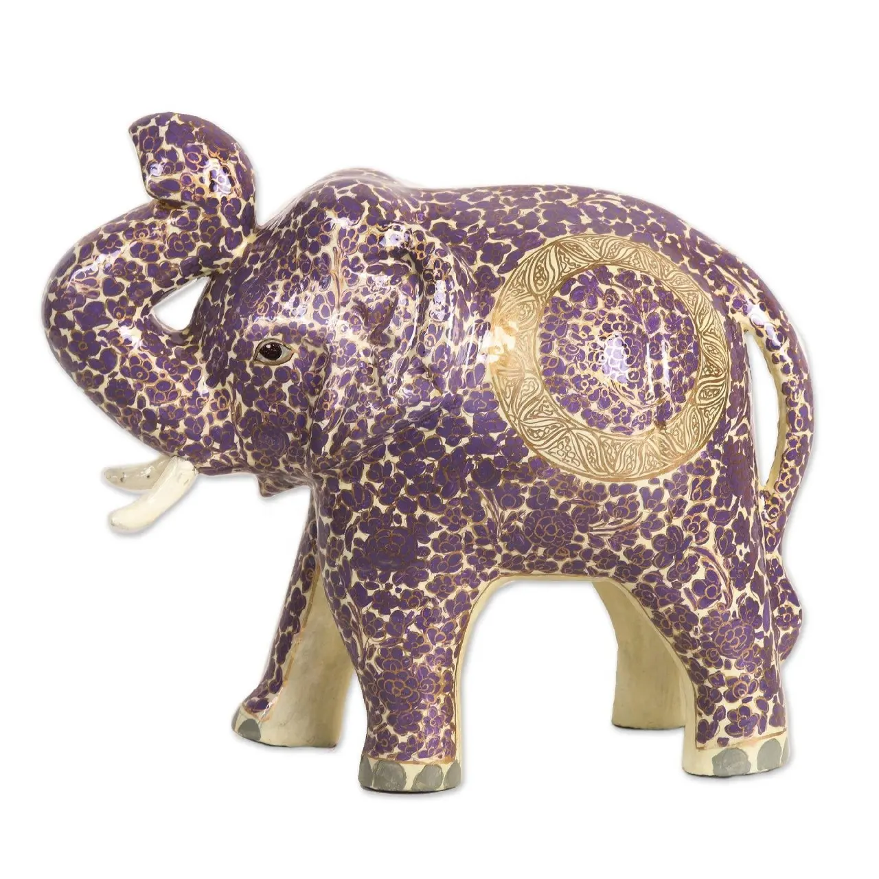 Ahşap fil heykel el yapımı ahşap ve kağıt hamuru kağıt mache hayvan heykel dekorasyon için