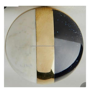 Posavasos de ágata, borde dorado, piedra Natural pulida, círculos azules, 2021 diseños - Product Image 4