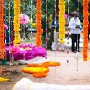 Ghirlande di fiori di calendula artificiale all'ingrosso uso lungo 5 piedi in feste, celebrazioni, matrimoni indiani a tema