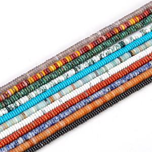 Heishi espaciador Rondelle cuentas de piedras preciosas Strand Aventurina Unakite de ónix ágata turquesa Abacus disco para hacer collares 2x6mm - Product Image 1