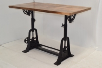 Table de dessin industrielle réglable en hauteur par manivelle, mobilier de salle à manger pliable, durable, en bois massif et métal, pour entrepôt