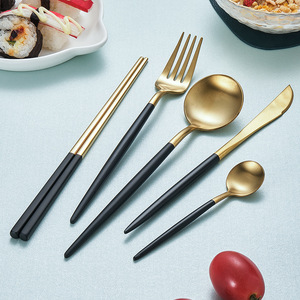 Set de couverts de luxe en acier inoxydable 304, 5 pièces, vaisselle, articles de table, vente en gros, voyage - Product Image 2