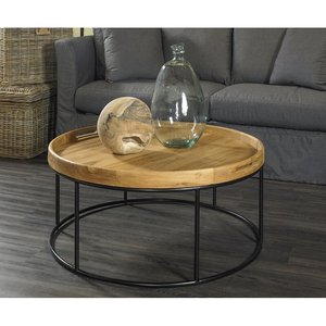 Mesa de centro anidada de madera y metal redonda de Estilo Vintage moderno, muebles de sala de estar para el hogar de alta calidad a un precio razonable - Product Image 4