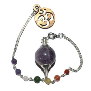 Get Online Amethyst Ball Chakra Pendulums With Om : Amethyst Ball Chakra Pendulums With Om for Sale - Product Image 1
