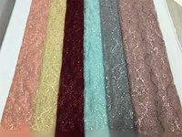 Tissu à paillettes perlées Brod Tissu de dentelle d'or champagne saris de mariée lourds