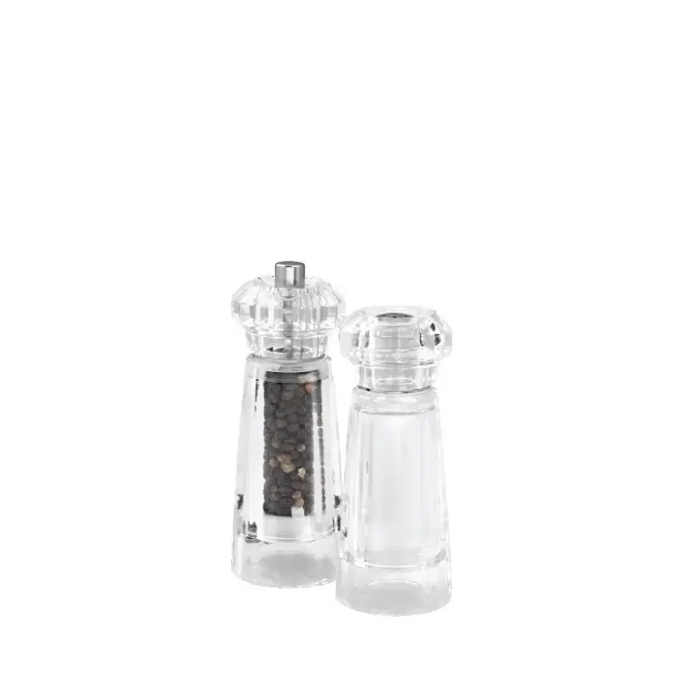 Kruiden Transparant Acryl Peppermill & Zout Shaker Set