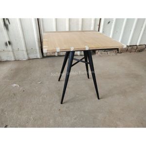 Mesa cuadrada moderna con marco de metal de panel de madera en 60cm 70cm 80cm tamaños para el hogar dormitorio Hotel apartamento restaurante Bar uso - Product Image 4