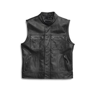 Men's Casual Moto Style Waistcoats High Quality Genuine Leather Breathable Multi-Pocket Sleeveless Vest Winter Motorbike Riding - Product Image 1
