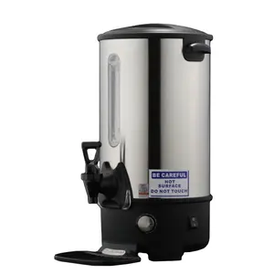 Hotel Stainless Steel Double Wall Electrical Hot Water Boiler 10 Liter Catering Coffee Urn with Water Gauge