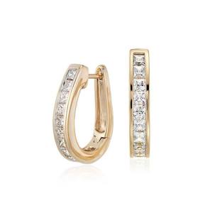 Pendientes de Aro con Diamantes Reales de Corte Princesa, Sencillamente Magníficos, en Oro Amarillo de 14K |   Elegante Joyería Fina para Mujer, Regalo de Aniversario - Product Image 1