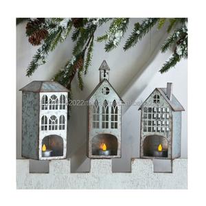 Portavelas de metal galvanizado hecho a mano decoración del hogar para Navidad de proveedor de confianza - Product Image 3