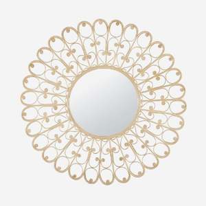 Miroir mural rond contemporain en rotin pas cher avec couleur personnalisable pour hôtel et usage domestique, décoration toutes saisons - Product Image 2