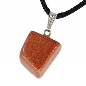 จี้หินโกลด์สโตนสีแดงคุณภาพสูงสร้อยคอหินกรวดแบบเกล็ดพร้อมสายชุบ - Product Image 2