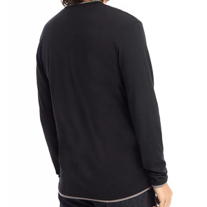 T-shirt homme en coton à manches longues noir décontracté, vente chaude OEM, tissus de marque utilisés - Product Image 5