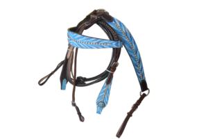 ชุดหัวม้าขาวและเทาหนังทาสีด้วยมือสีน้ำตาลสีเทอร์ควอยซ์และสีขาว - Product Image 2