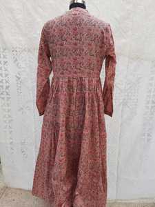 Robe chemise en tissu imprimé à la main de haute qualité, fermeture boutonnée et couture plissée, robes longues décontractées pour femmes, vêtements pour femmes - Product Image 5