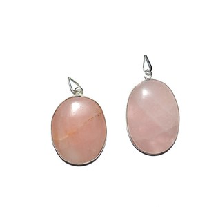 Mejor Vendedor de cuarzo rosa colgante Oval: rosa cuarzo Oval colgante para venta - Product Image 1