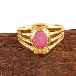 Nouvelle arrivée 6x8mm ovale rose sucre druzy vermeil plaqué or zeva bijoux fournisseur bagues à la main vêtements pour hommes 9 US anneau bijoux - Product Image 5