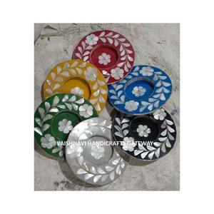 Posavasos de té de piedra pulida con diseño de flor de incrustaciones de hueso de fregona india, decoración del hogar, regalo, producto artesanal de piedra - Product Image 1