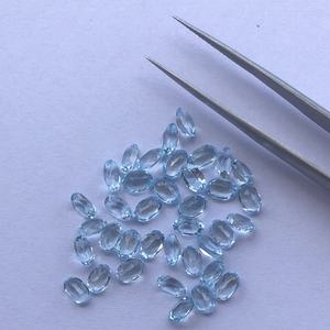 หินบุษราคัมสีฟ้าท้องฟ้าธรรมชาติขนาด5มม. 7มม. เพชรพลอยทรงรีเจียระไนทรงไข่อัญมณีหลวมสำหรับทำเครื่องประดับอัญมณีกึ่งมีค่าจริง - Product Image 2