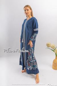 Algodón de lujo ucraniano de manga larga hasta la pantorrilla vestidos bordados mujeres elegante y moderno diseño Boho vestido mujeres Maxi vestidos - Product Image 4