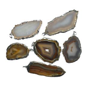 Pendentifs en Agate de couleur argent, accessoires pour pendentif, collier - Product Image 1