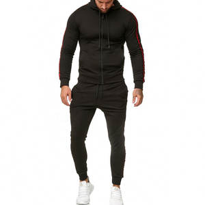 Conjunto de entrenamiento a rayas personalizado al por mayor, chaqueta con cremallera, pantalones de gimnasio, chándal blanco, chándal de marca para correr para hombre - Product Image 2