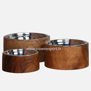 Cuenco doble para comida y agua al mejor precio al por mayor Gatos Último diseño Madera Acero inoxidable Capacidad de 250ml Fabricante directo India - Product Image 2