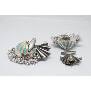 Meenakari เครื่องประดับทองเหลืองรูปทรงลูกแพร์,ตุ้มหูแบบห่วง Jhumka สำหรับสตรีและสุภาพสตรีอินเทรนด์ปี2022 - Product Image 3